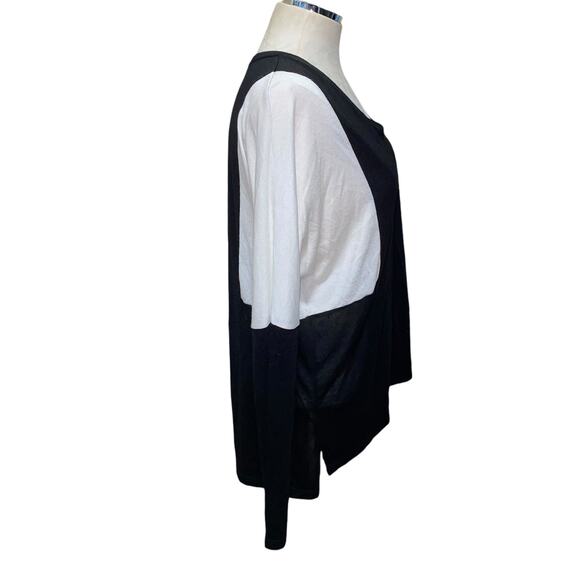 Vince Black White Colorblock V-Neck Long Sleeve Pullover Sweater Top Size Small - Picture 3 of 7
